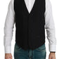 Black Virgin Wool Waistcoat Formal Vest