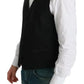 Black Virgin Wool Waistcoat Formal Vest