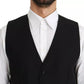 Black Virgin Wool Waistcoat Formal Vest