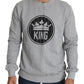 Grauer Pullover aus Baumwolle mit Crown King-Print