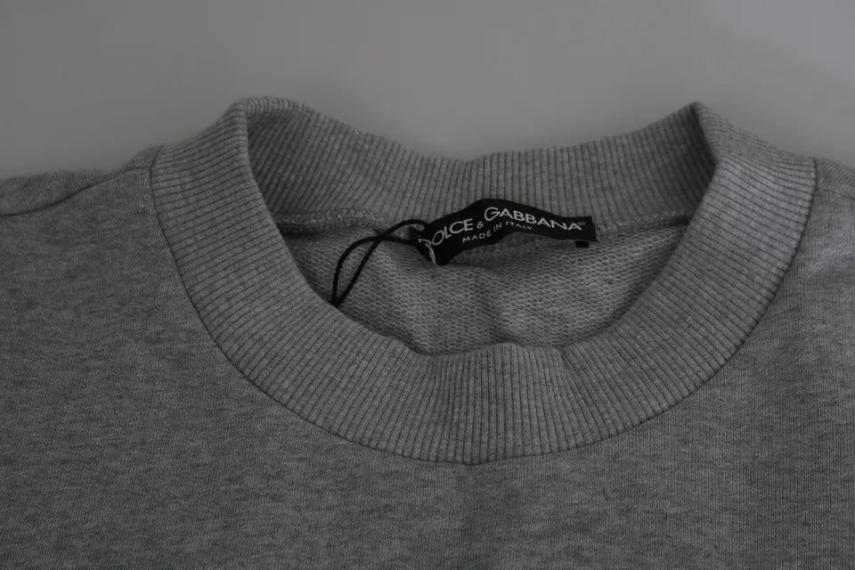 Grauer Pullover aus Baumwolle mit Crown King-Print