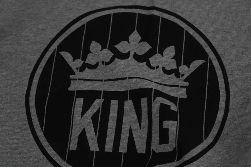 Grauer Pullover aus Baumwolle mit Crown King-Print