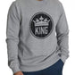 Grauer Pullover aus Baumwolle mit Crown King-Print
