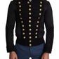 Black Button Embellished Military Jacket