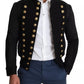 Black Button Embellished Military Jacket