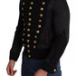 Black Button Embellished Military Jacket