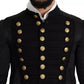 Black Button Embellished Military Jacket