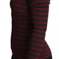 Maglione cardigan da donna a righe nere e rosse