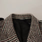 Gray Check Plaid Long Trench Coat Jacket