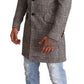 Gray Check Plaid Long Trench Coat Jacket