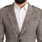 Gray Check Plaid Long Trench Coat Jacket