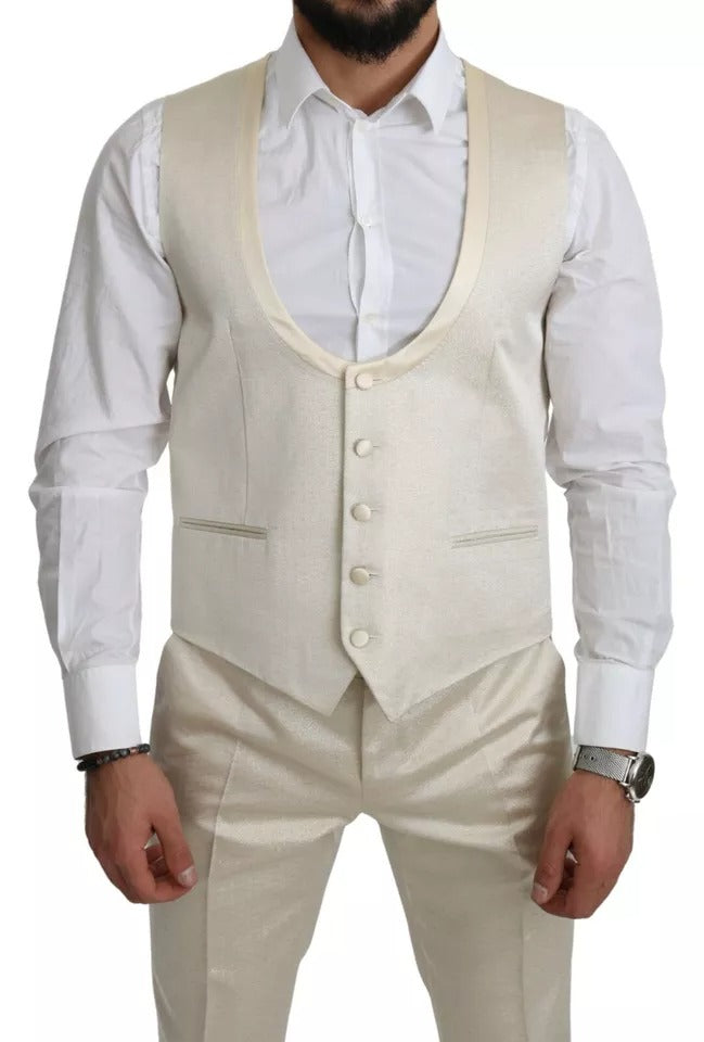 Dreiteiliger SICILIA-Schalanzug aus beigefarbener Wolle in Creme