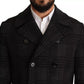 Black Trench Coat Check Wool Jacket