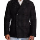 Black Trench Coat Check Wool Jacket