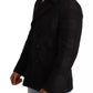 Black Trench Coat Check Wool Jacket