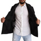 Black Trench Coat Check Wool Jacket