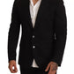 Black Cotton Slim Fit Coat Blazer Jacket