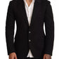 Black Cotton Slim Fit Coat Blazer Jacket