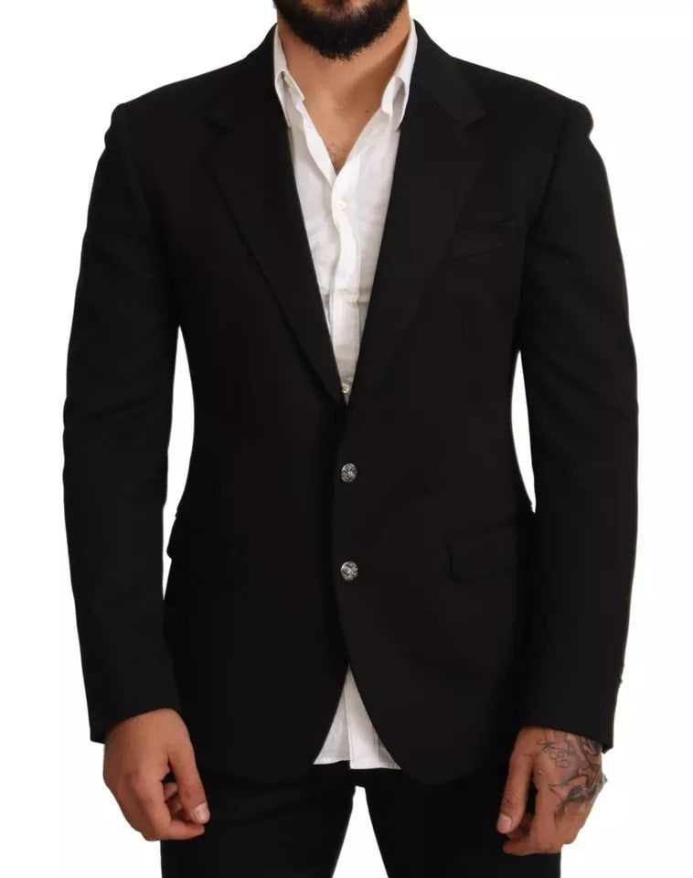 Black Cotton Slim Fit Coat Blazer Jacket