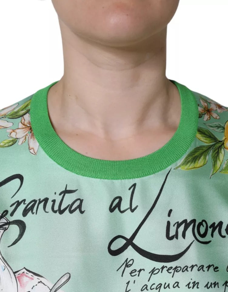 Grüner Granita Al Limone Langarmpullover aus Seide