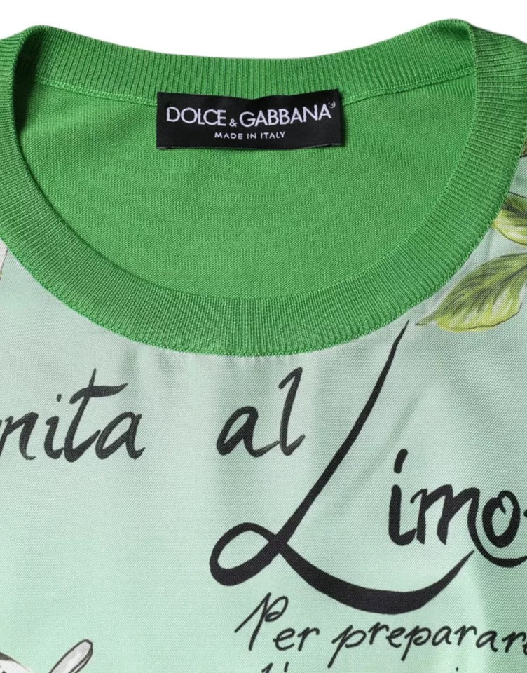 Grüner Granita Al Limone Langarmpullover aus Seide