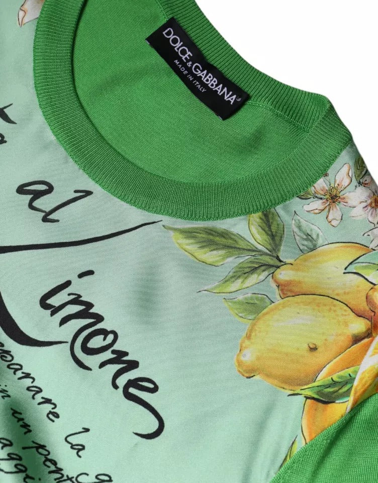 Grüner Granita Al Limone Langarmpullover aus Seide
