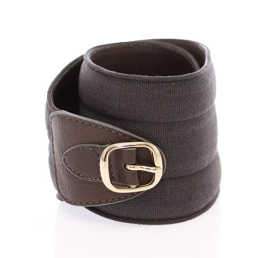 Brauner D&amp;G-Leder-Leinen-Logogürtel