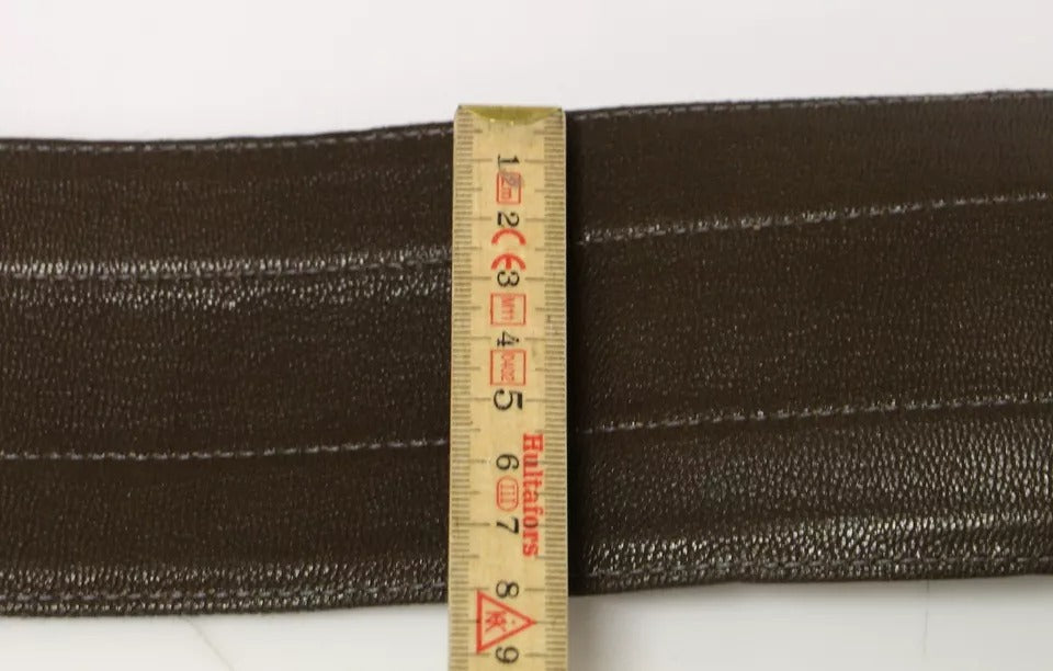 Brauner D&amp;G-Leder-Leinen-Logogürtel