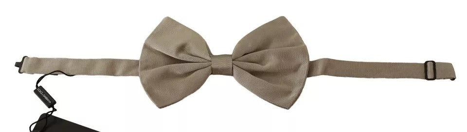 Papillon regolabile in seta grigio argento