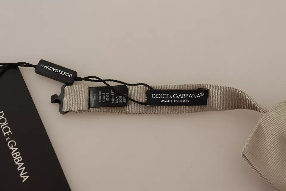 Papillon regolabile in seta grigio argento