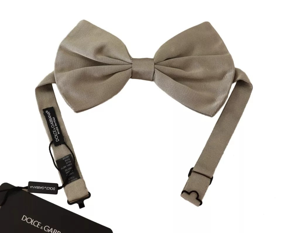 Papillon regolabile in seta grigio argento