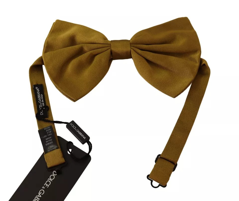 Papillon a farfalla in seta 100% giallo senape da uomo