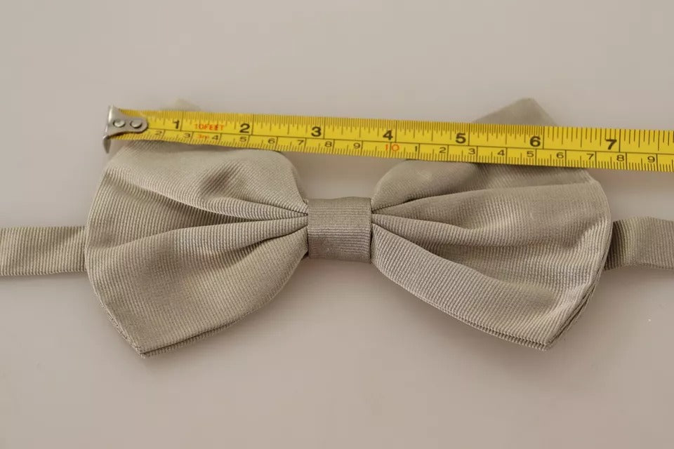 Papillon regolabile in seta 100% grigio argento