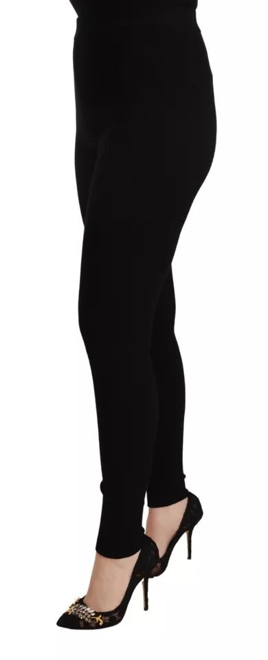 Schwarze Stretch-Strumpfhose mit hoher Taille