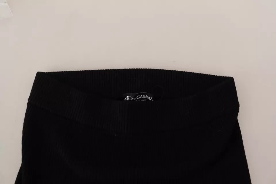 Schwarze Stretch-Strumpfhose mit hoher Taille