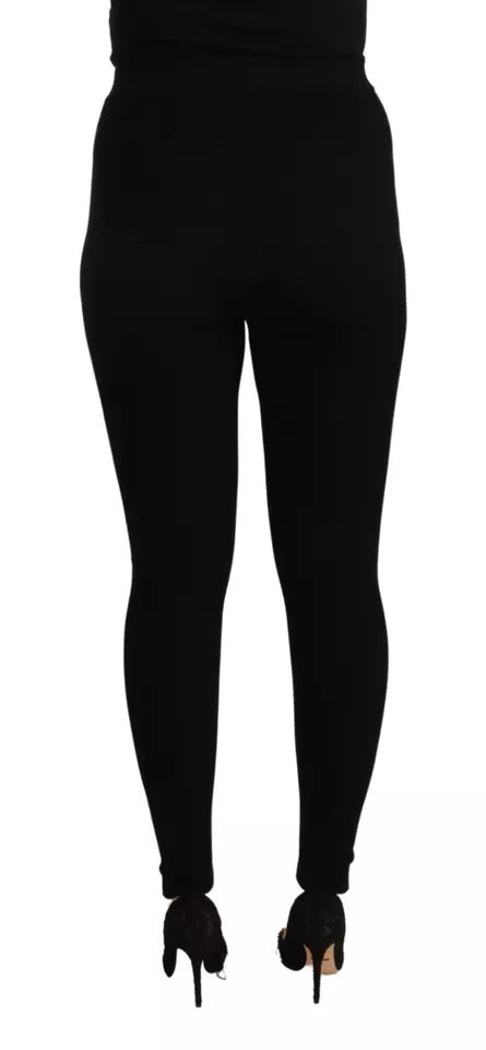 Schwarze Stretch-Strumpfhose mit hoher Taille
