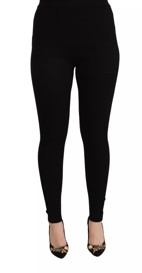 Schwarze Stretch-Strumpfhose mit hoher Taille