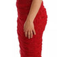 Abito midi in tulle rosso leopardato marrone