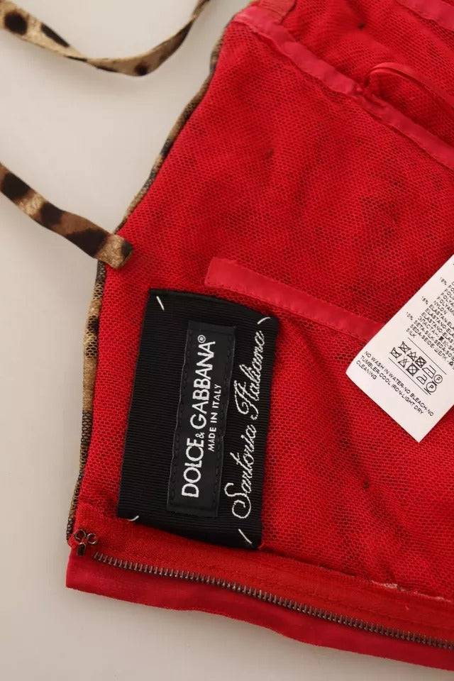 Braunes, Leoparden-rotes Tüll-Midikleid