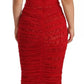 Abito midi in tulle rosso leopardato marrone