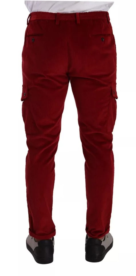 Rote Cargo-Skinny-Hose aus Cord und Baumwolle