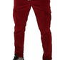 Rote Cargo-Skinny-Hose aus Cord und Baumwolle