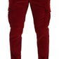 Rote Cargo-Skinny-Hose aus Cord und Baumwolle