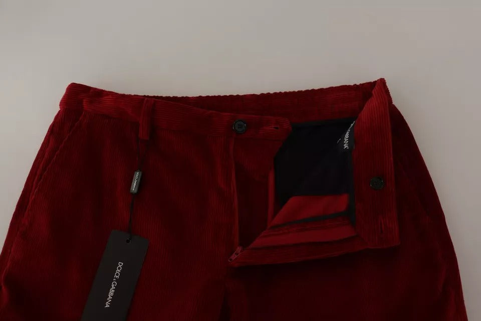 Rote Cargo-Skinny-Hose aus Cord und Baumwolle