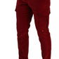 Rote Cargo-Skinny-Hose aus Cord und Baumwolle