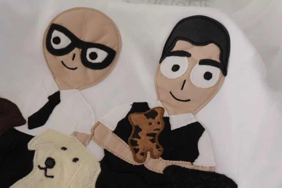 T-shirt in cotone con toppa #DGFamily bianca