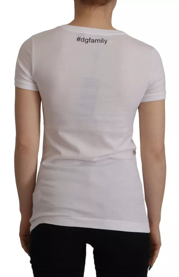 T-shirt in cotone con toppa #DGFamily bianca