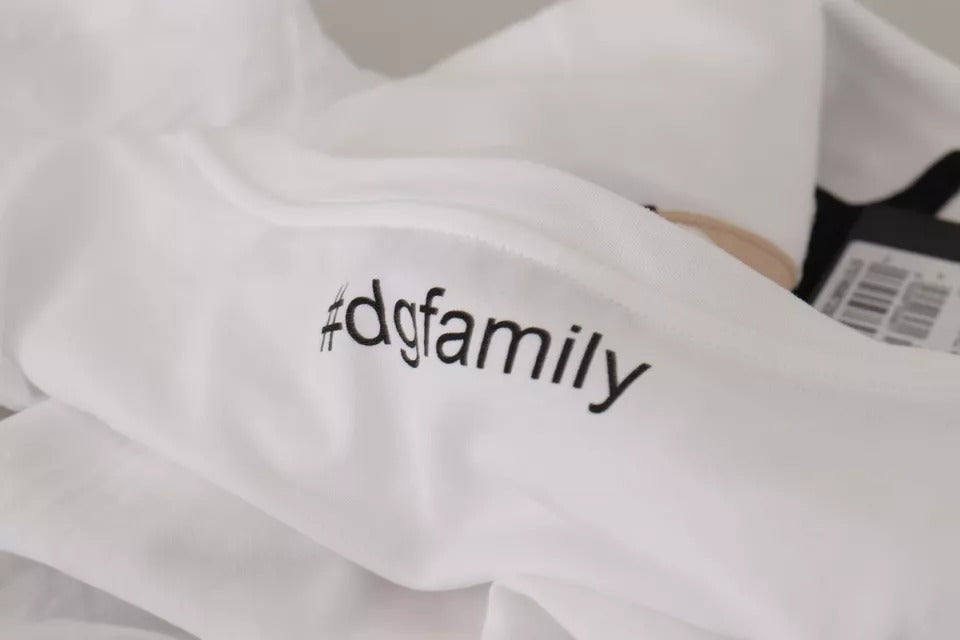 T-shirt in cotone con toppa #DGFamily bianca