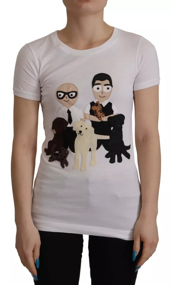 T-shirt in cotone con toppa #DGFamily bianca