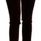 Bordeauxrote Slim Fit-Hose aus Stretch-Samt